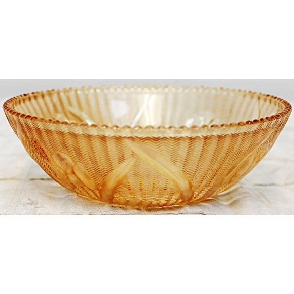 VTG 60s Jeannette Dessert Bowl Depression Carnival Glass Iris Herringbone Orange - Picture 2 of 6